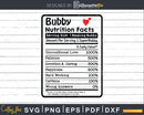 Bubby Nutrition Facts Funny Mothers Day Svg Png Cricut Files