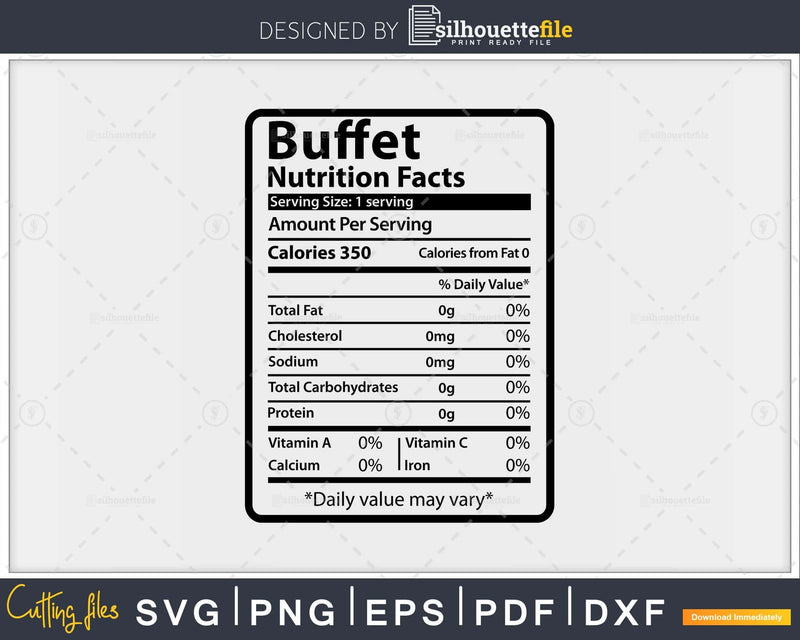 Buffet Nutrition Facts Funny Thanksgiving Christmas Svg Png