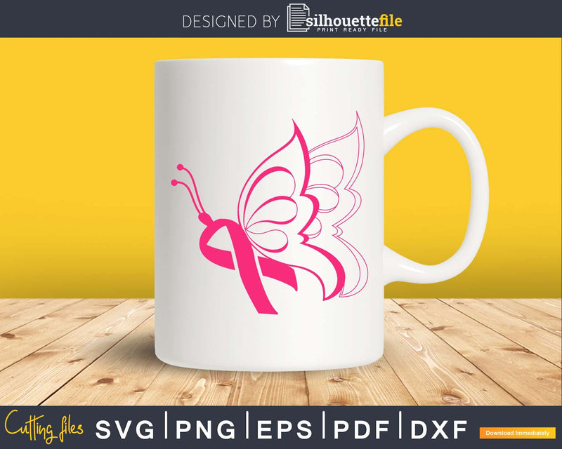 Butterfly Awareness Pink Ribbon svg png cutting cut file