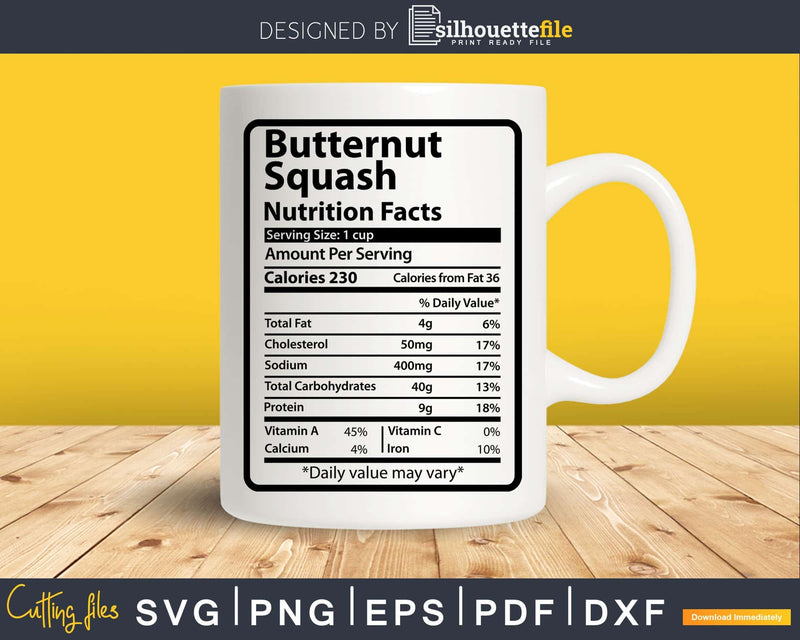 Butternut Squash Nutrition Facts Thanksgiving Christmas Svg