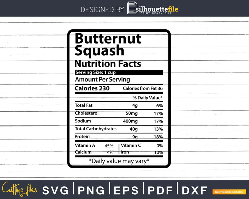 Butternut Squash Nutrition Facts Thanksgiving Christmas Svg
