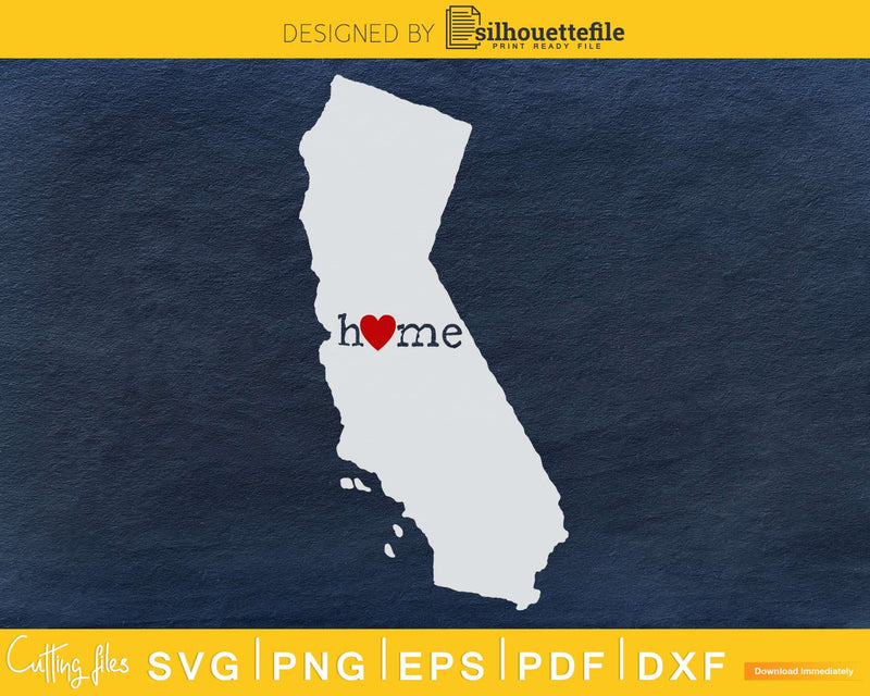 California CA Home Heart Native Map cricut cut svg png