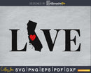 California CA Love Home Heart Native Map svg png cutting
