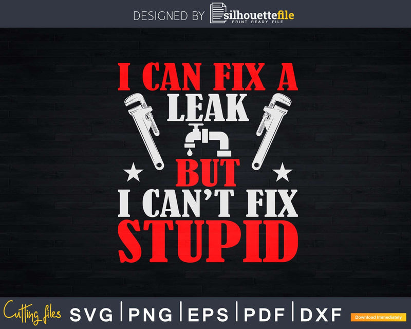 Can Fix A Leak Can’t Stupid Funny Plumber Svg Png Editable