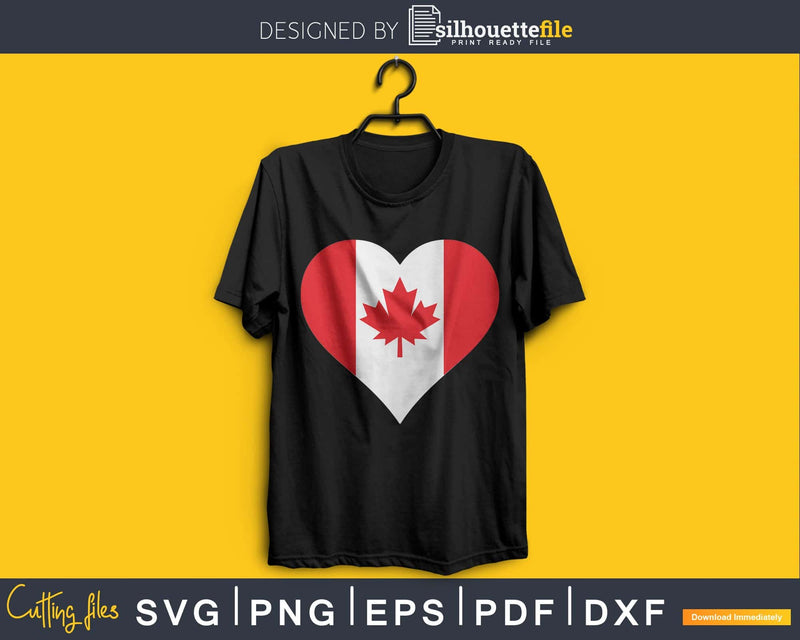 Canada Flag Heart Canadian Love svg cricut digital cutting