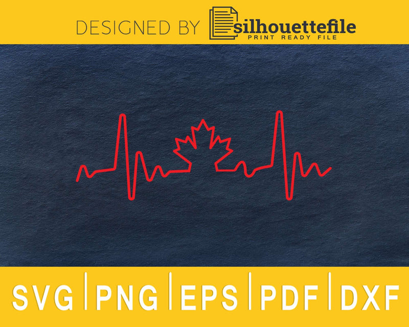Canada Heartbeat Maple Leaf svg cricut cut digital cutting