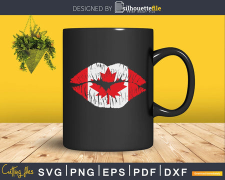 Canadian Girl Lips flag Canada Day svg cricut cut files