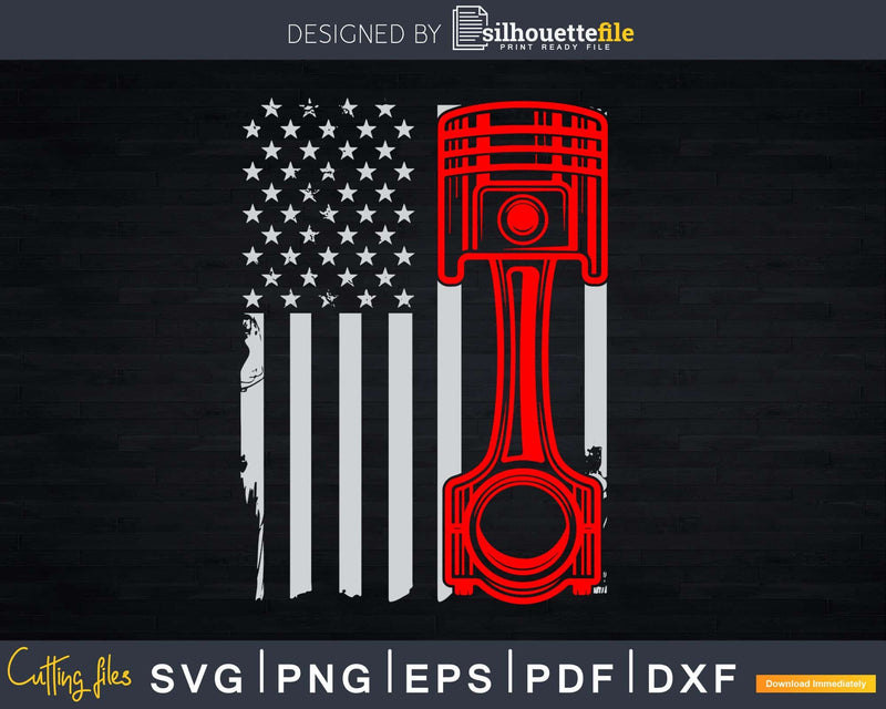 Car Enthusiast American Flag Piston Muscle Png Svg Vector
