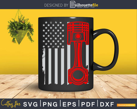 Car Enthusiast American Flag Piston Muscle Png Svg Vector