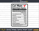 Cat Mom Nutrition Facts Funny Mothers Day Svg Png Cricut