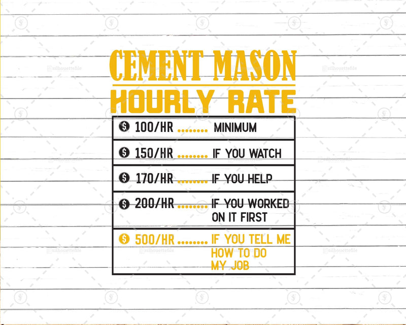 Cement Mason Hourly Rate Union Guy Svg Digital Cut File