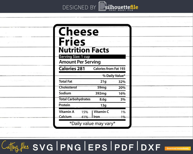 Cheese Fries Nutrition Facts Funny Thanksgiving Christmas