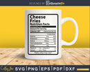 Cheese Fries Nutrition Facts Funny Thanksgiving Christmas