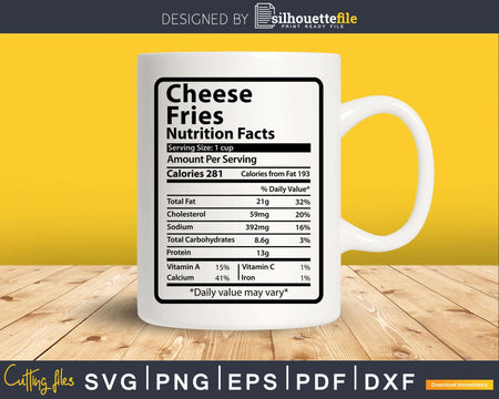 Cheese Fries Nutrition Facts Funny Thanksgiving Christmas