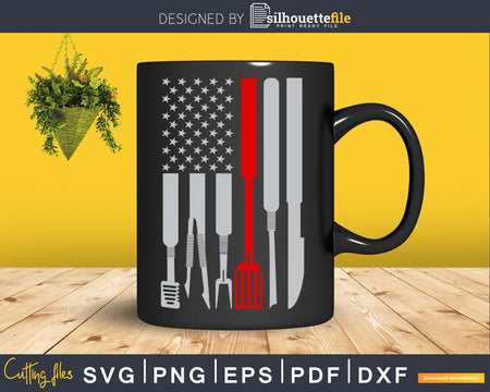 Chef BBQ Grill lover 4th of July American flag svg craft