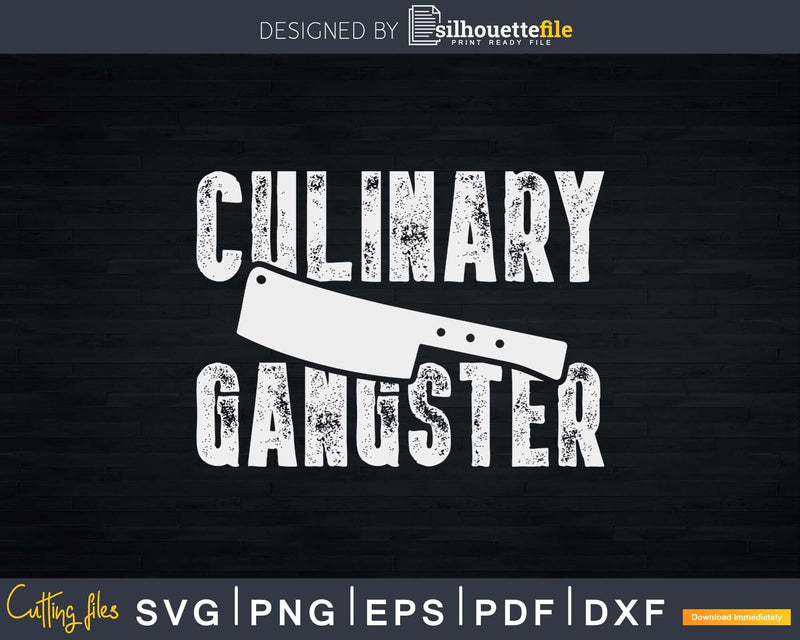 Chef Cook Cooking Culinary Gangster Vintage Svg Design Cut