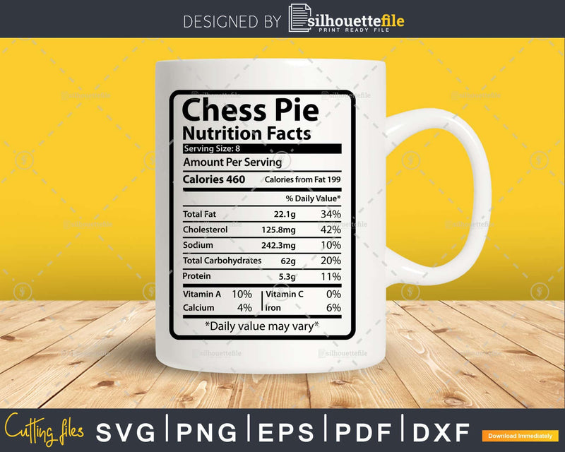 Chess Pie Nutrition Facts Funny Thanksgiving Christmas Svg