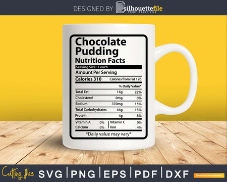 Chocolate Pudding Nutrition Facts Thanksgiving Christmas