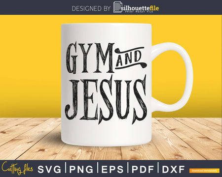 Christian Workout Distressed Gym and Jesus svg png dxf pdf