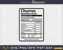 Churros Nutrition Facts Funny Thanksgiving Christmas Svg