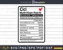 Cici Nutrition Facts Funny Mothers Day Svg Png Cricut Files