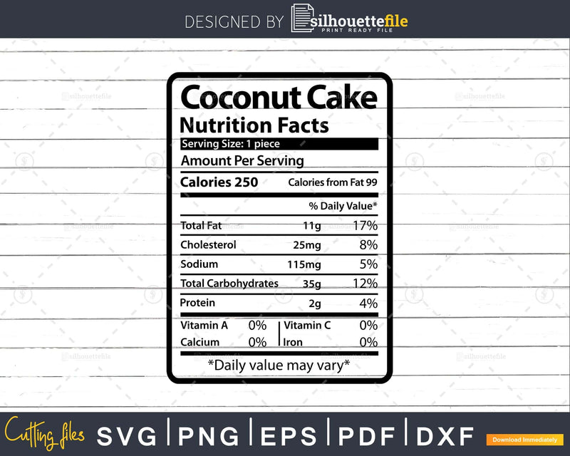 Coconut Cake Nutrition Facts Funny Thanksgiving Christmas