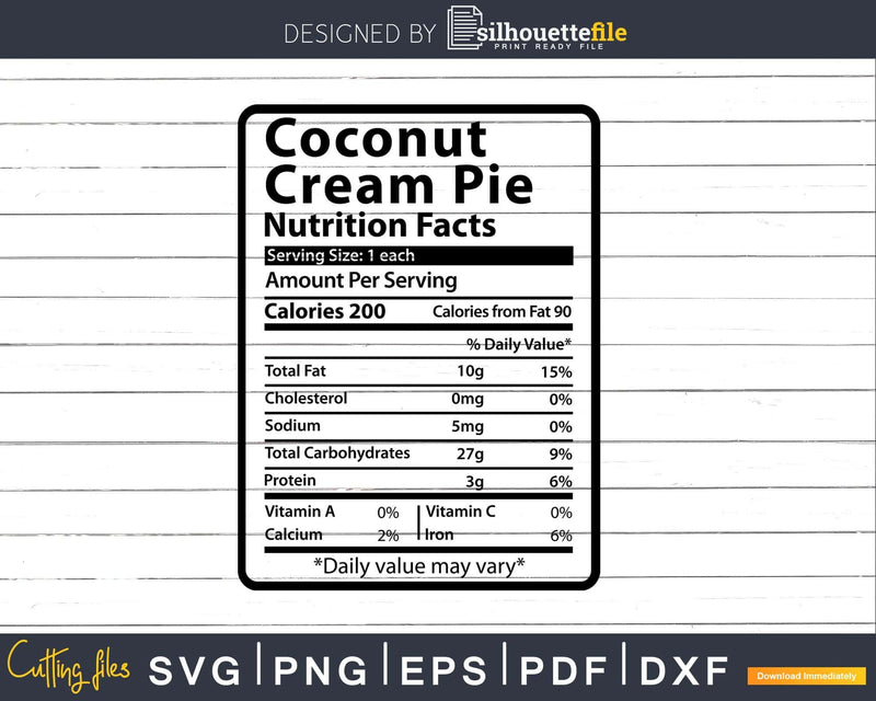 Coconut Cream Pie Nutrition Facts Thanksgiving Christmas