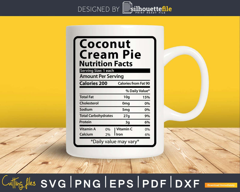 Coconut Cream Pie Nutrition Facts Thanksgiving Christmas