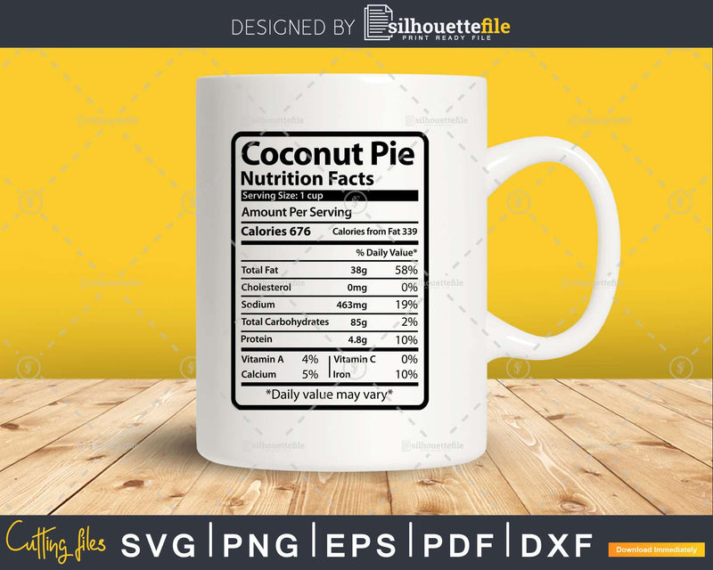 Coconut Pie Nutrition Facts Funny Thanksgiving Christmas
