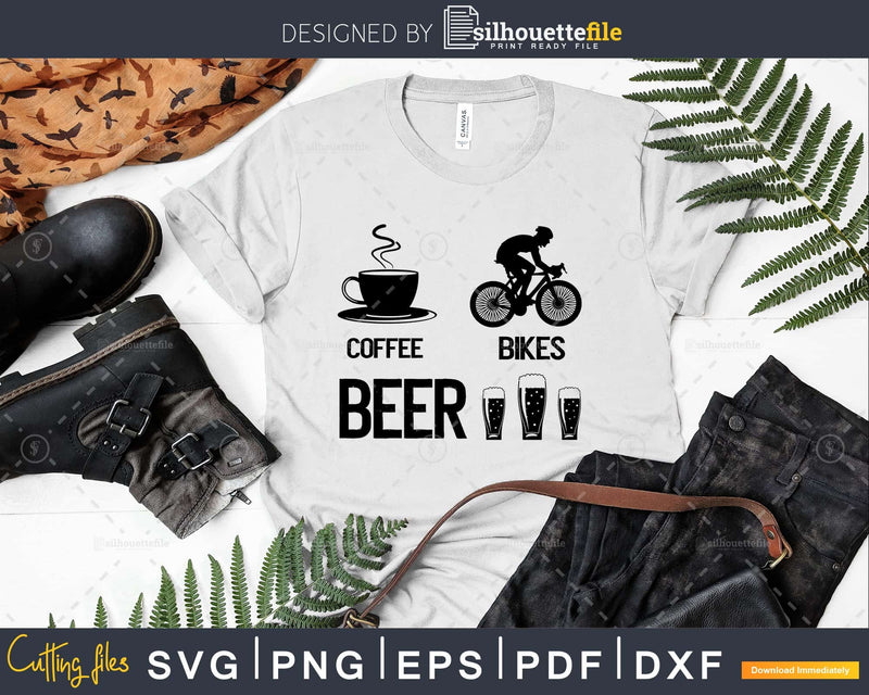 Coffee. Bikes. Beer. Retro Cycling svg design printable cut