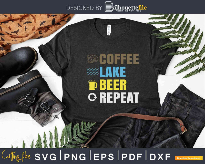 Coffee Lake Beer Repeat Svg Dxf Png Cricut Printable Cut