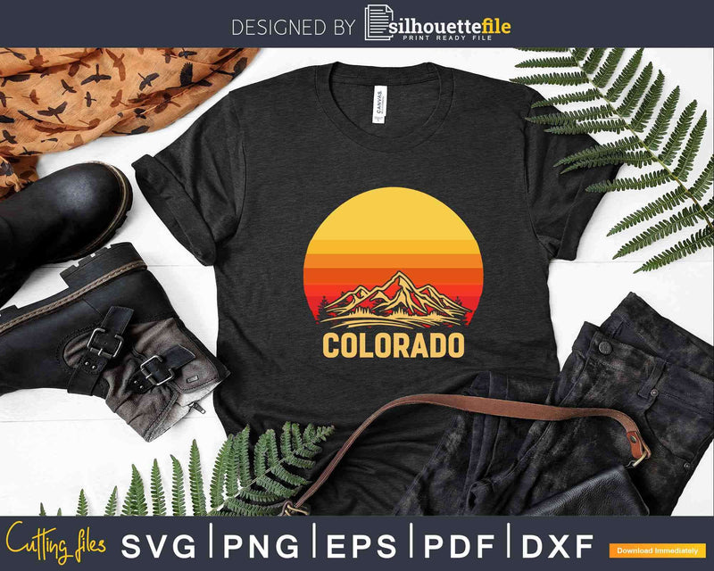 Colorado Retro Vintage Mountains Nature Hiking Svg T-Shirt