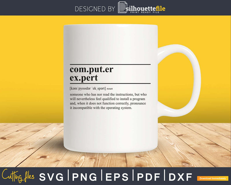 Computer Expert definition svg Printable file