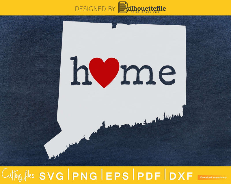 Connecticut CT Home Heart Native Map svg cricut cut digital