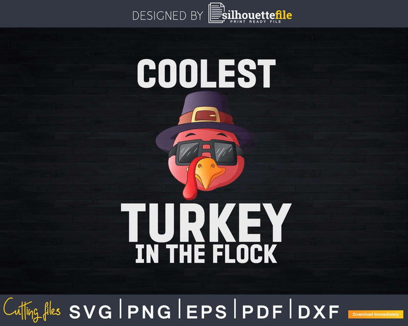 Coolest Turkey In The Flock Fall Thanksgiving Svg Cricut