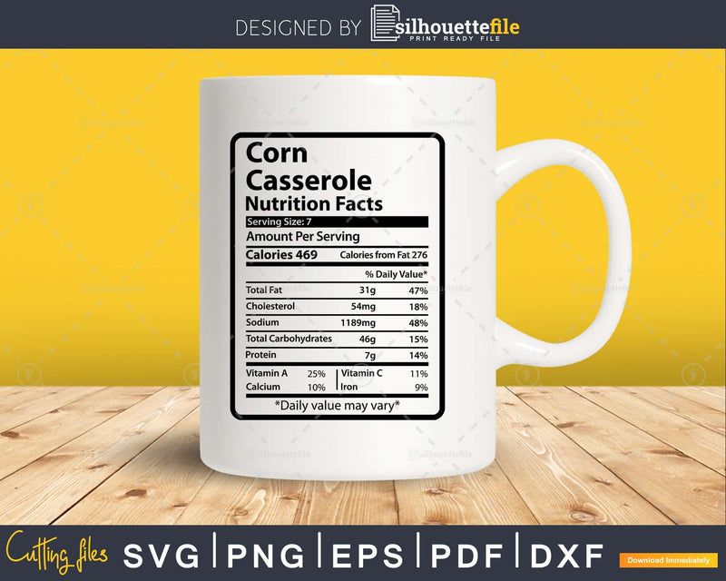 Corn Casserole Nutrition Facts Funny Thanksgiving Christmas