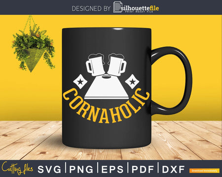 Cornaholic Cornhole T-Shirt design Svg Dxf Png Cricut File