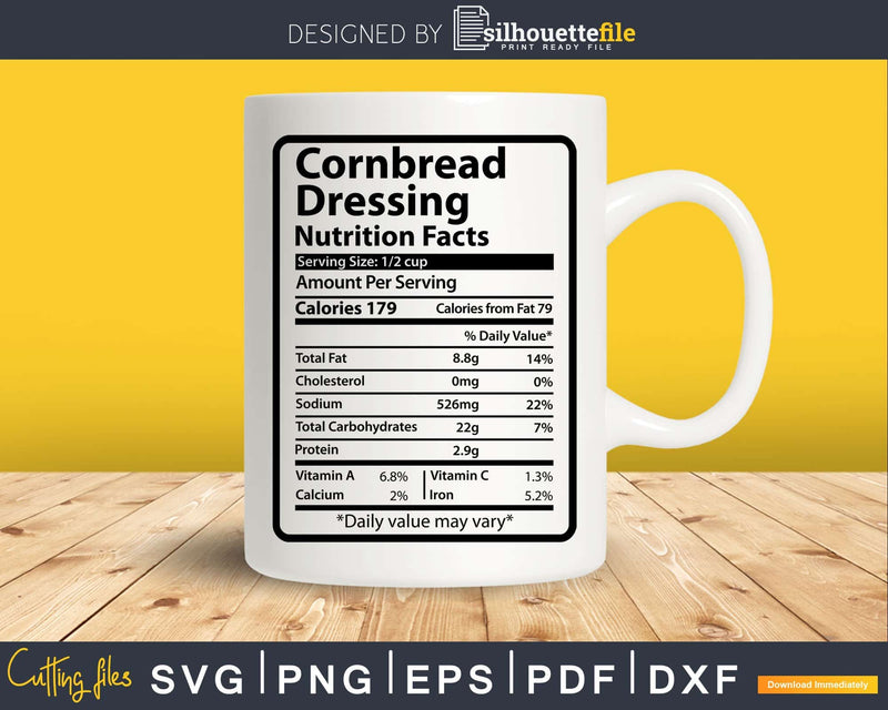 Cornbread Dressing Nutrition Facts Thanksgiving Christmas