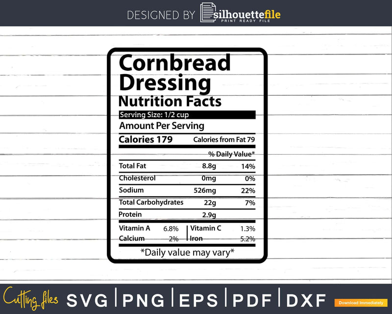 Cornbread Dressing Nutrition Facts Thanksgiving Christmas