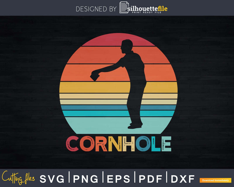 Cornhole Board Player Vintage Retro Svg Dxf Png Cricut File