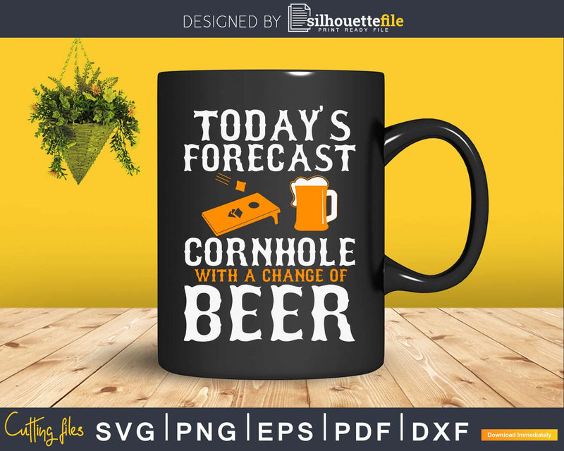 Cornhole Funny Forecast Bean Bag and Beer Svg Dxf Png