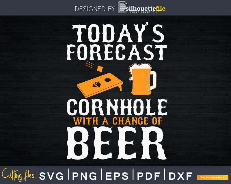 Cornhole Funny Forecast Bean Bag and Beer Svg Dxf Png