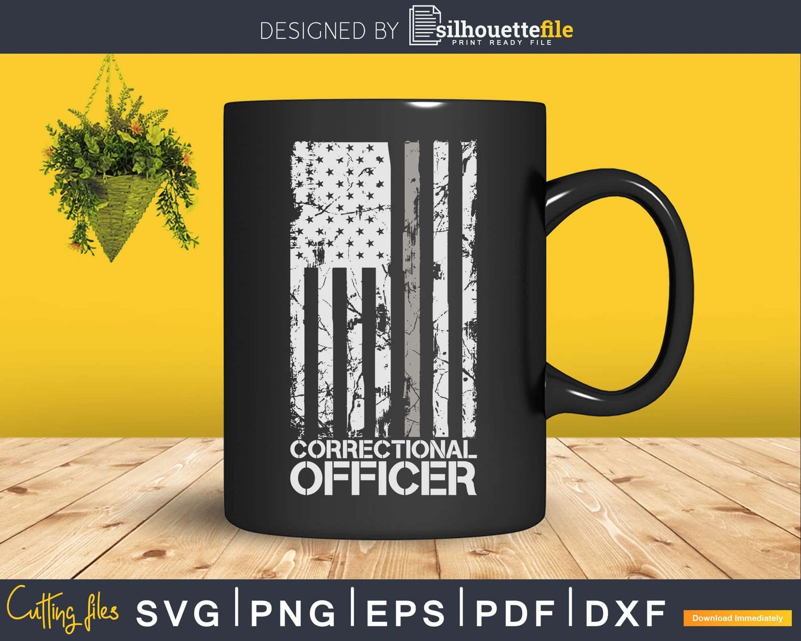 Correctional Officer Thin Silver Line American Flag Svg Dxf Files