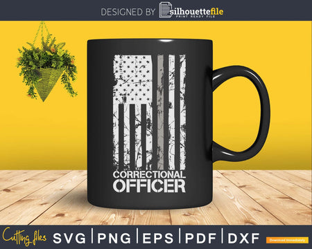 Correctional Officer Thin Silver Line Vertical American