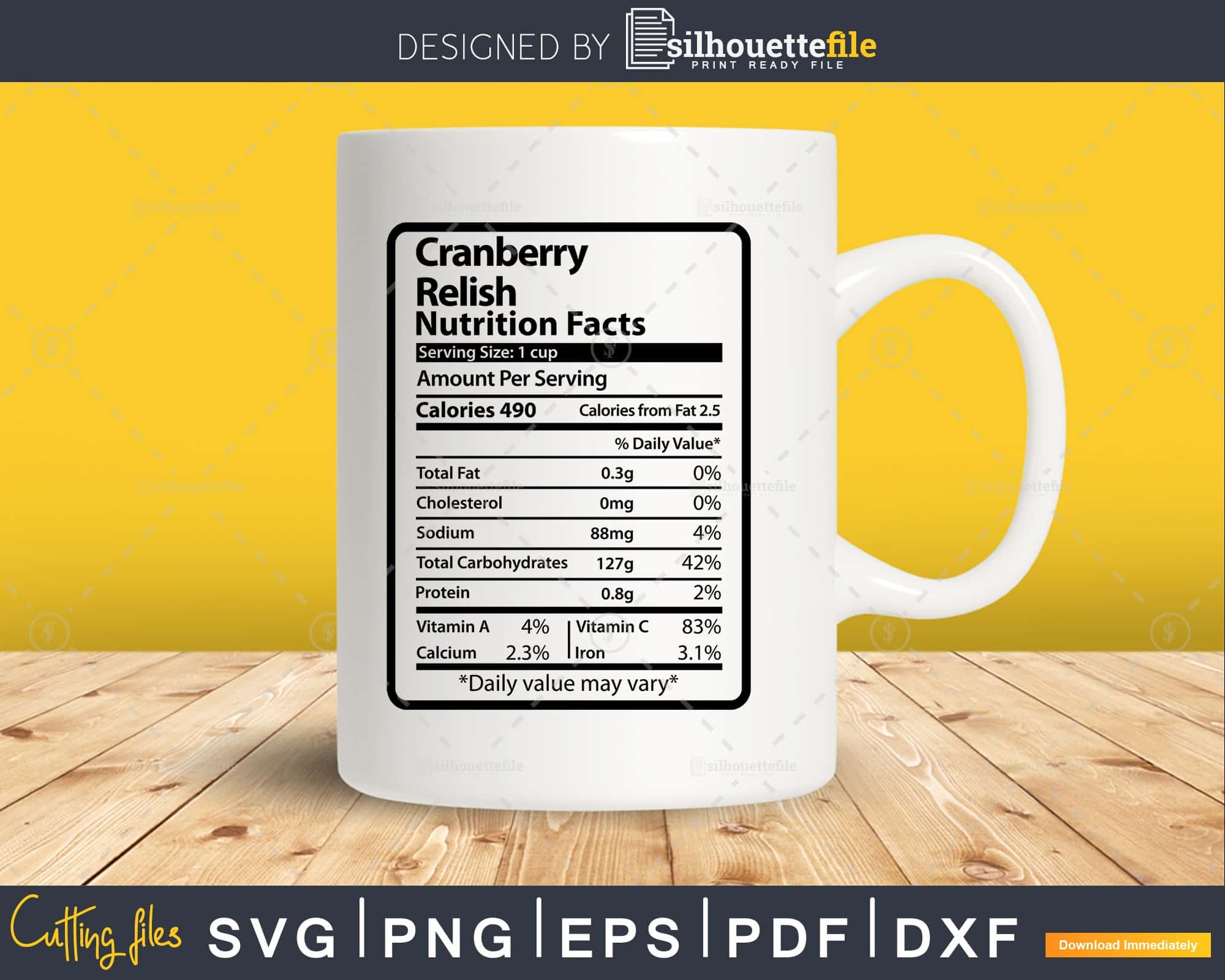 Cranberry Relish Nutrition Facts Thanksgiving Svg Png Cut File ...