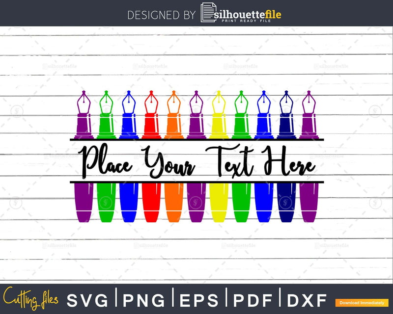 Crayon Monogram Blank Rainbow Teacher SVG Vector File