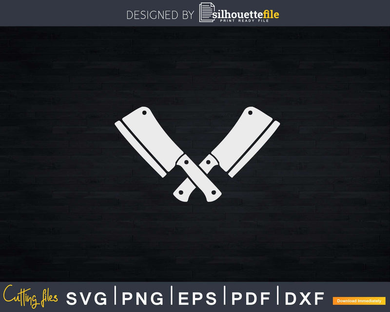 Crossed butcher knives Svg Dxf Cut Files