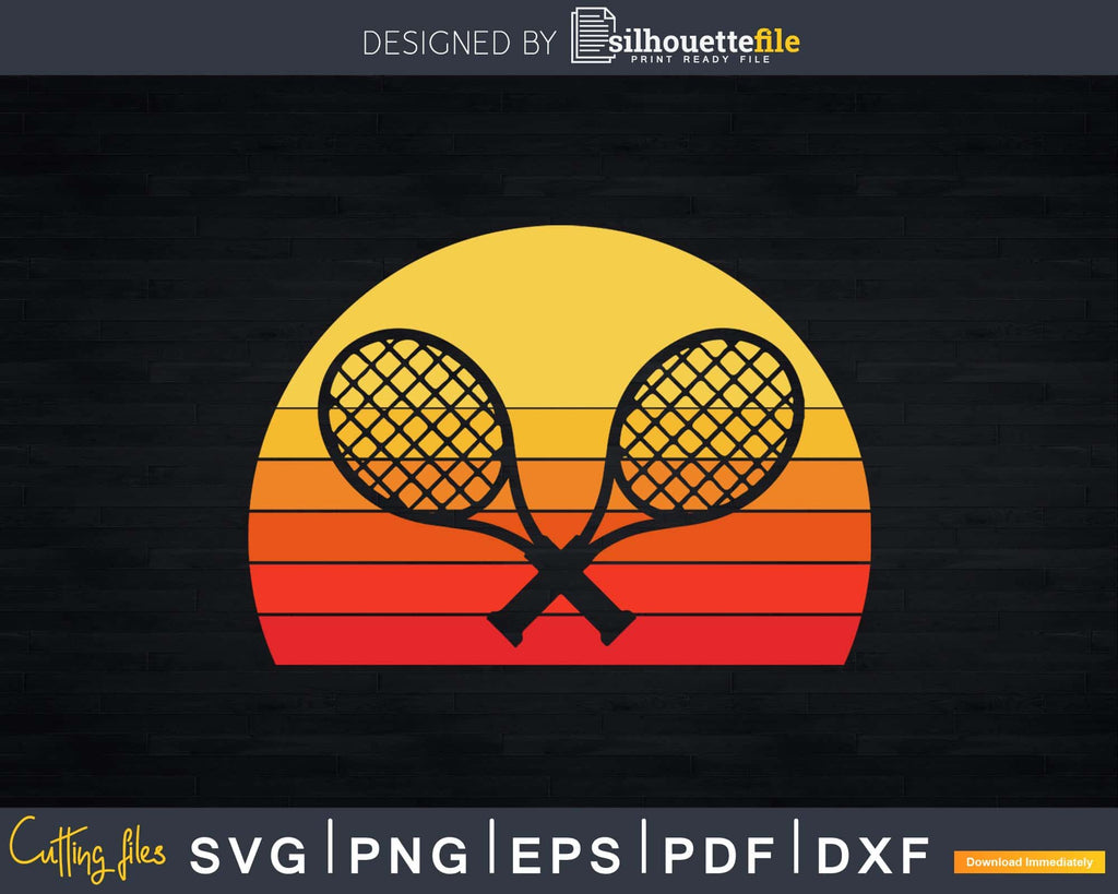Crossed Tennis Racquets Retro 80s Sun Vintage Graphic svg digital file ...