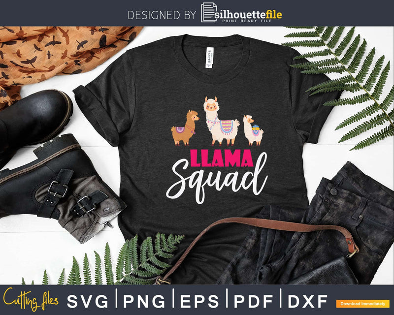 Cute Llama Squad Shirt Retro 80s Style Svg Alpaca Print