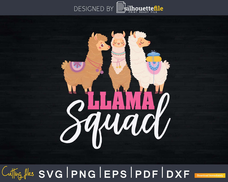 Cute Llama Squad Shirt Retro 80s Style Svg Funny Cut Files